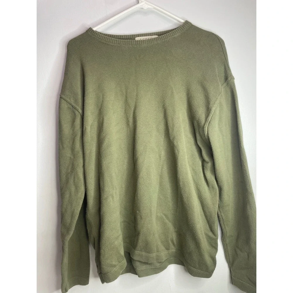 J Crew Olive Green Crewneck Cotton Pullover Sweater Mens Medium